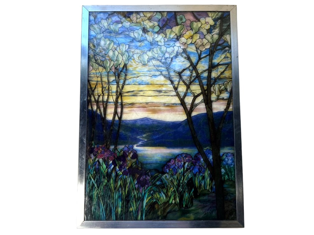 Framed Printed Stained Glass Landscape Panel