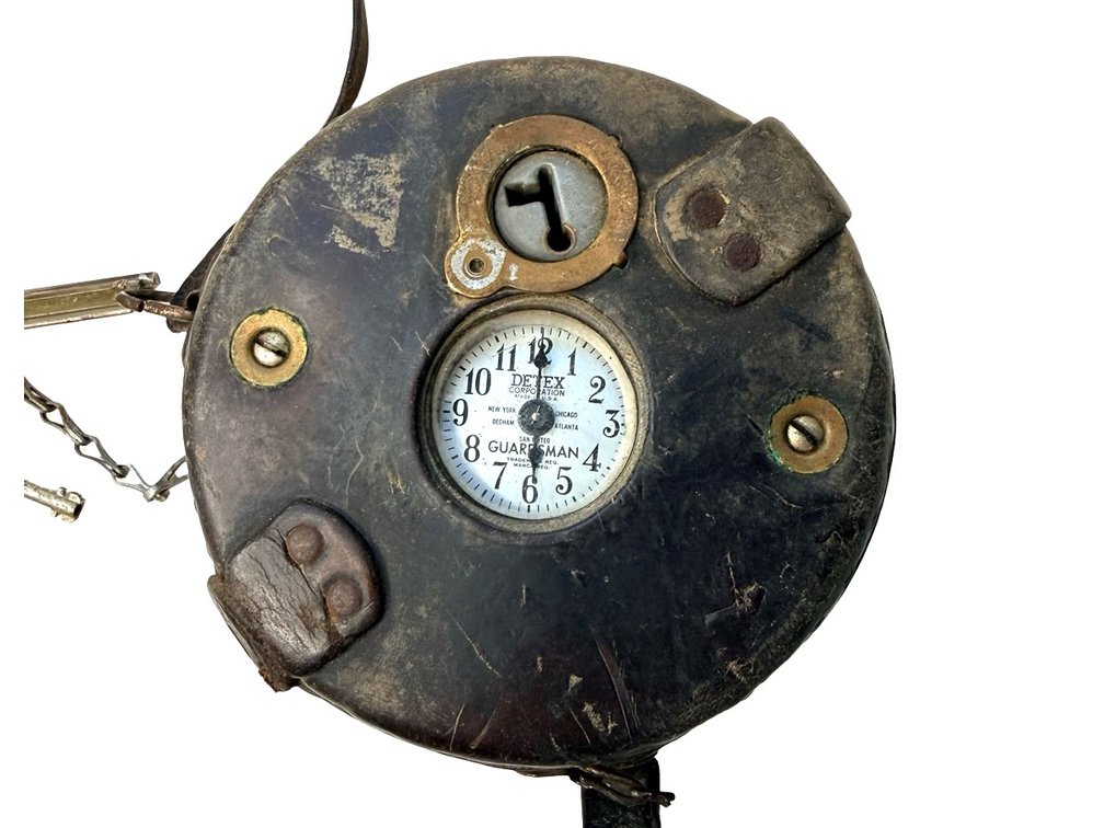 Detex Guardsman Watchclock with Leather Case and Keys