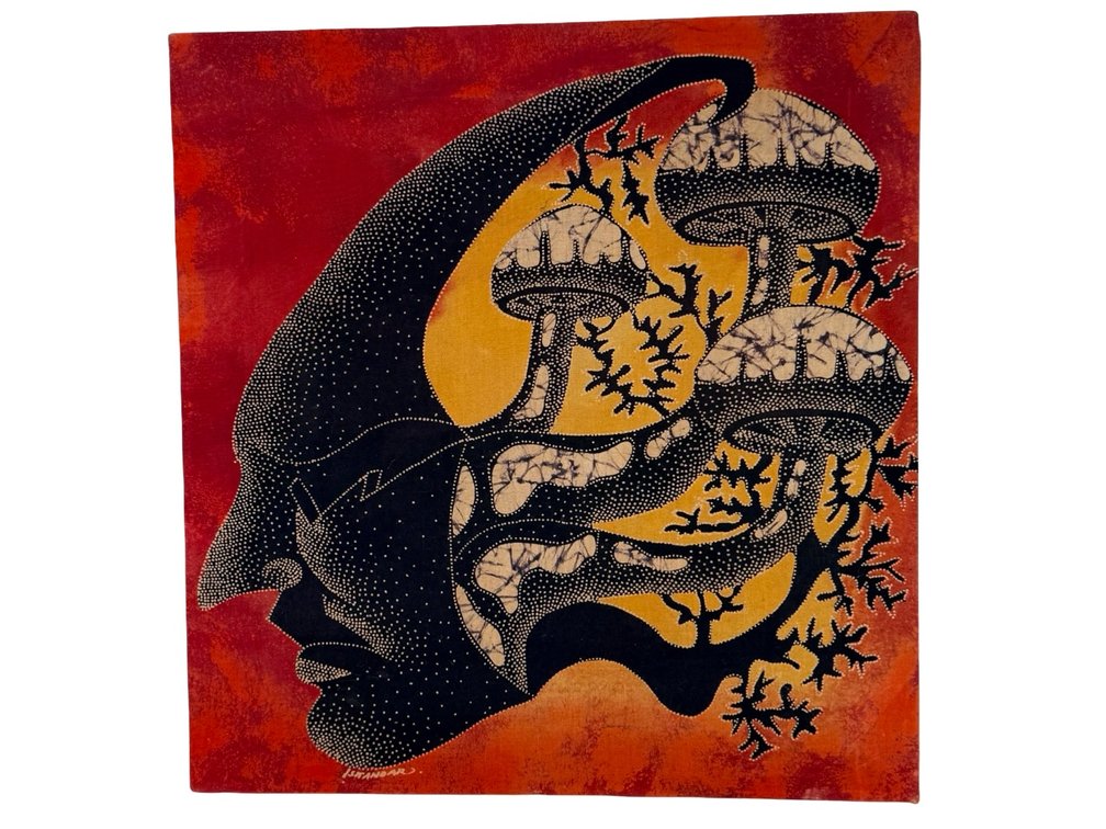 ISKANDAR Stretched Batik Textile Artwork on Wooden Frame