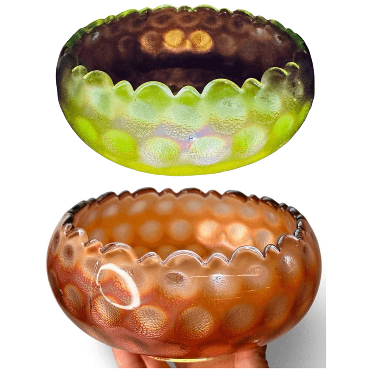 Carnival Glass Coin Dot Bowl - UV Reactive