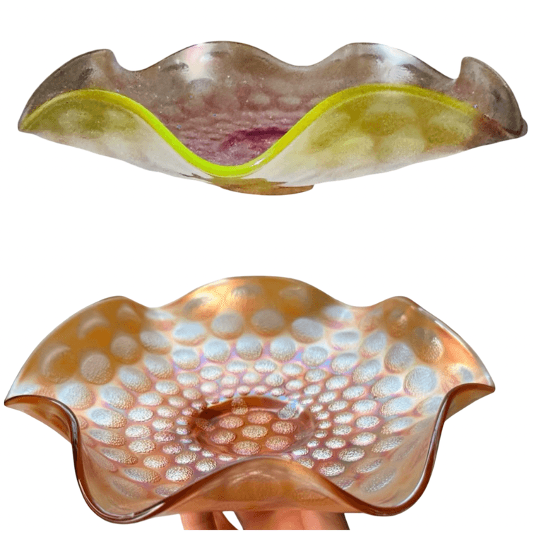 Carnival Glass Coin Dot Bowl - UV Reactive