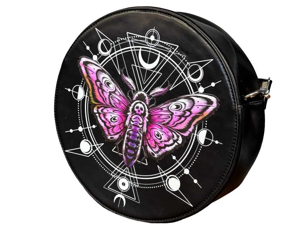 WILD WOLF Round Celestial Moth Crossbody Bag