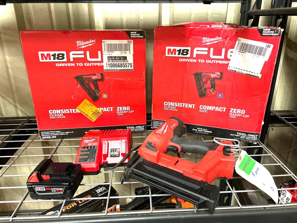 Milwaukee M18 Nailers, includes Battery and Charger, 3pcs, inv #c43033
