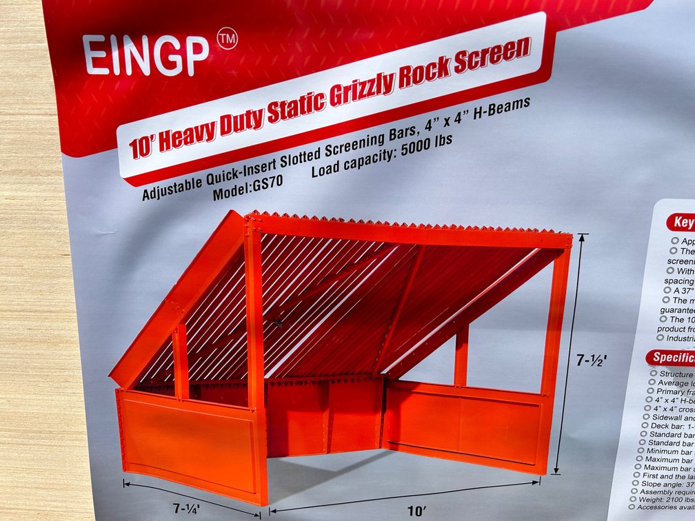 Unused Erie Engineering 10ft HD Static Grizzly Rock Screen, Assembly Required
