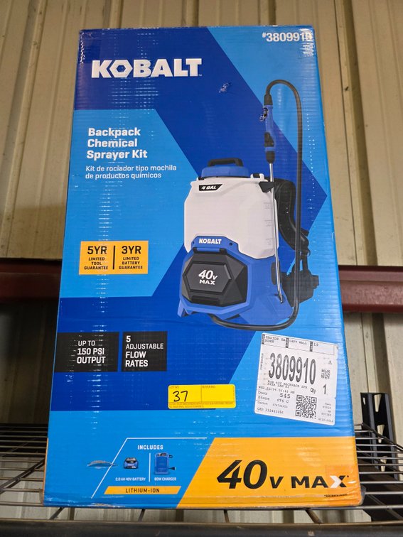 Kobalt 40v Max BackPack Chemical Sprayer Kit w/ (1) 2ah Battery + Charger