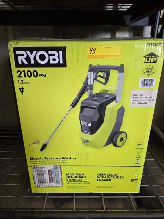 Ryobi 2100psi Electric Pressure Washer, inv: 24c0231c199