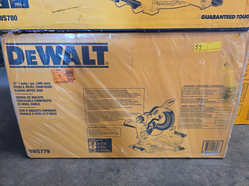 Dewalt 12" Double Bevel Sliding Compound Miter Saw, inv: 26c0250b393