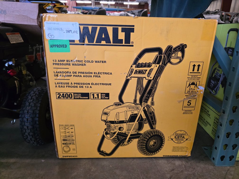 Dewalt 2400psi 1.1gpm Electric Cold Water Pressure Washer, inv: 26c0284b389.02