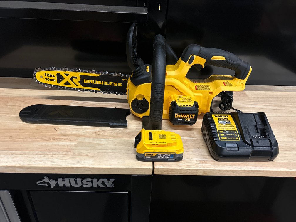 DeWalt 20V XR Chainsaw, 12in Bar, includes Battery and Charger, inv #c49742