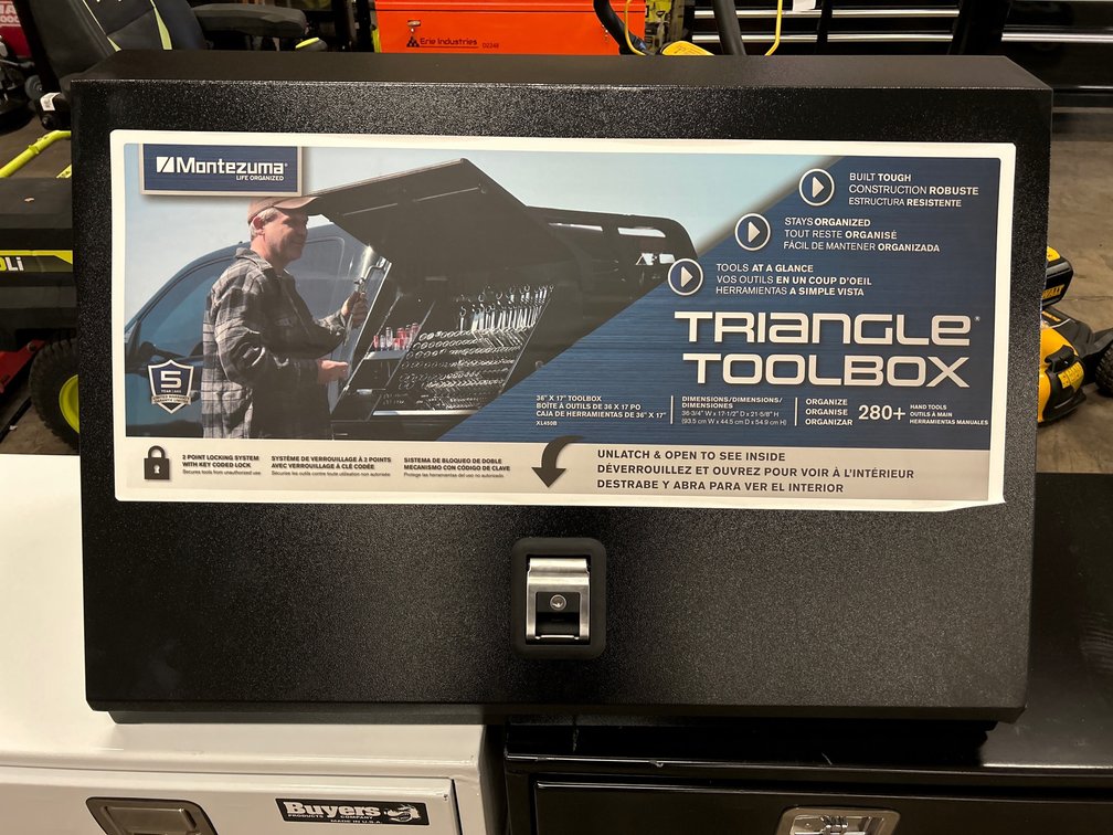 Unused Montezuma Truck Mount Triangle Tool Box