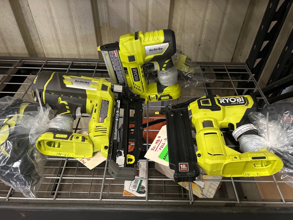 Ryobi 18V Nailers, Includes Batteries & Chargers, 3pcs, inv #ro-240-1, ro-198-3, m04493
