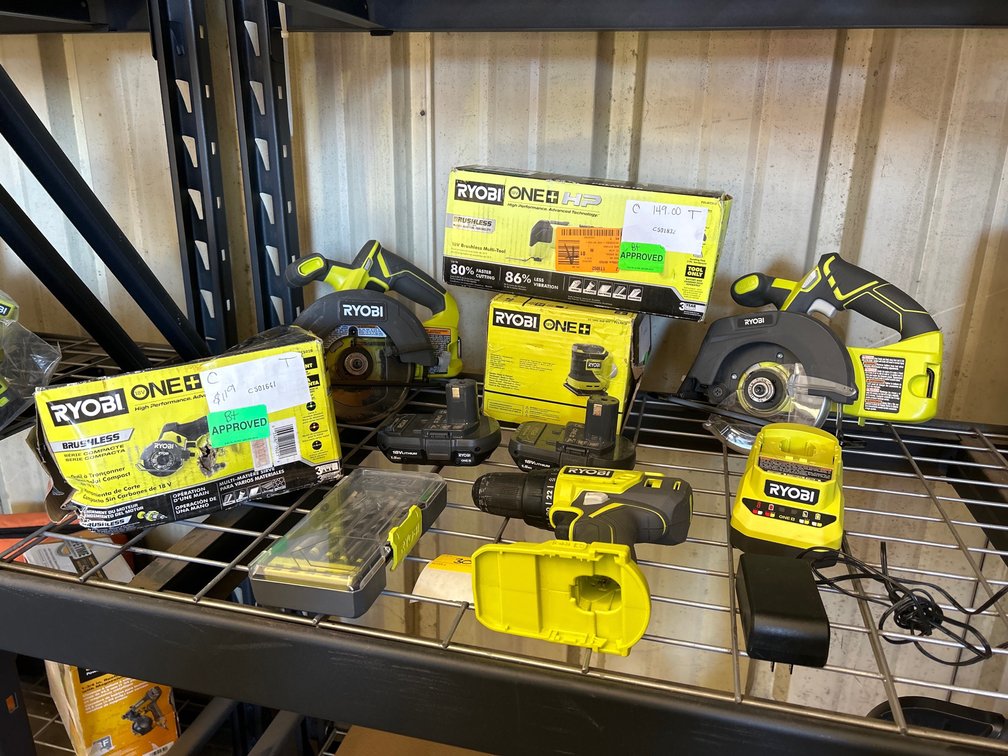 Ryobi 18V Power Tools, includes (2) Batteries and Charger, inv #xryb6tk350