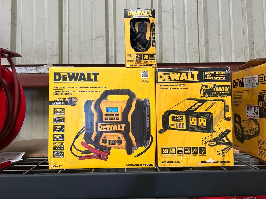 DeWalt Jump Starter, 1000W Power Inverter and 120V AC Power Outlet, 3pcs