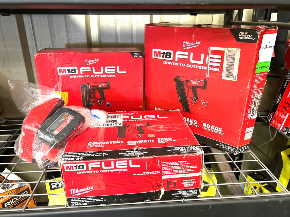 Milwaukee M18 Nailers, Includes (2) Batteries and (2) Chargers, 3pcs, inv #ro490