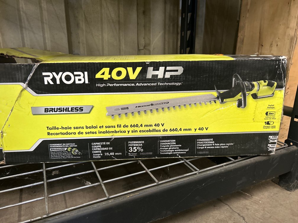 Ryobi 40V HP 26in Hedge Trimmer, includes Battery and Charger,  inv #m04568