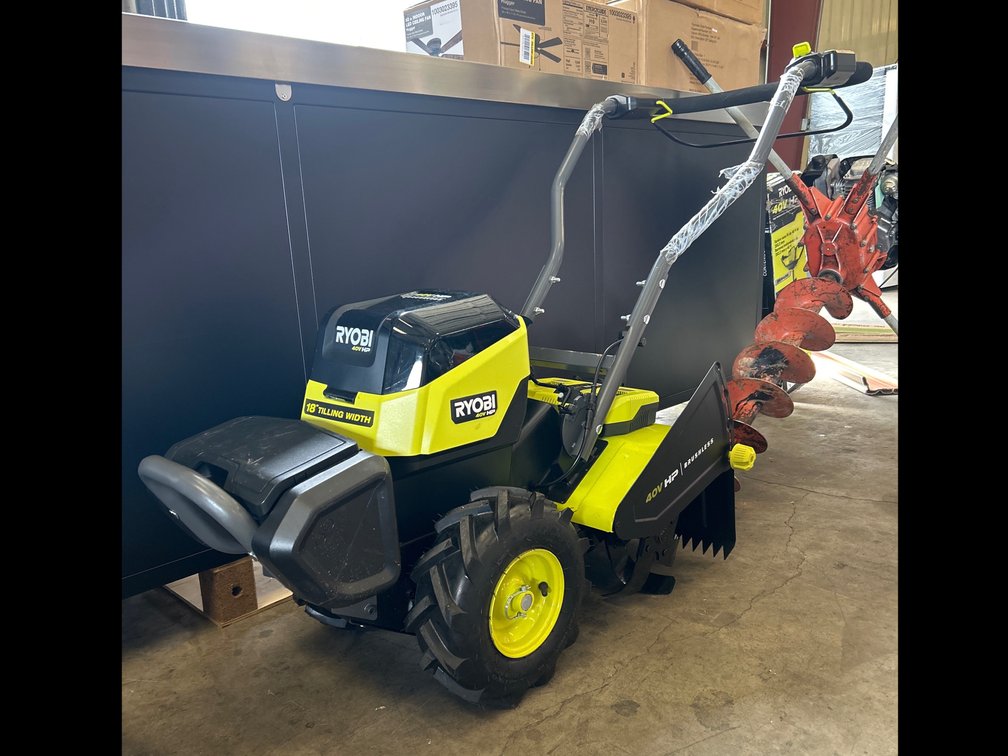 Ryobi 40V HP 18in Rear Tine Tiller, includes Batteries and Charger