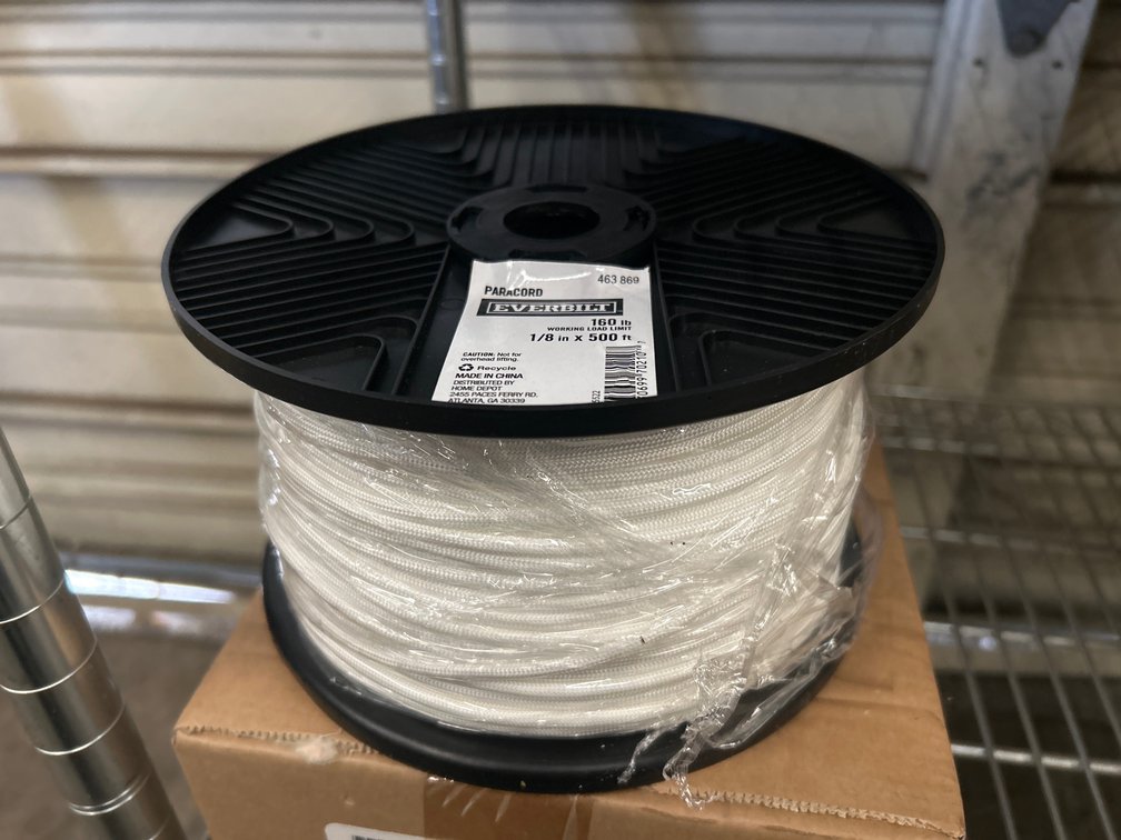 Everbilt 160lb Test Paracord, 1/8in x 500ft Spools, 2pcs