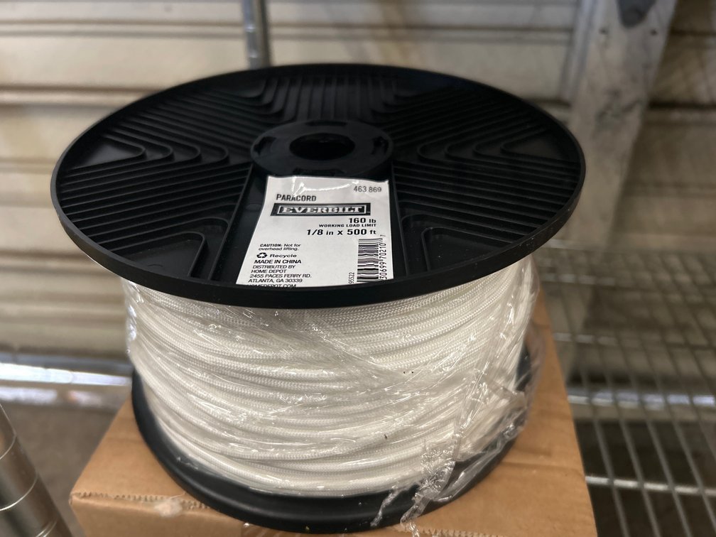 Everbilt 160lb Test Paracord, 1/8in x 500ft Spools, 2pcs
