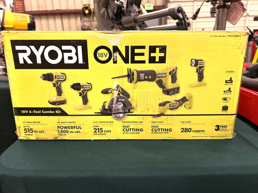 Ryobi 18V One+ 6-Tool Combo Kit, inv #m07444