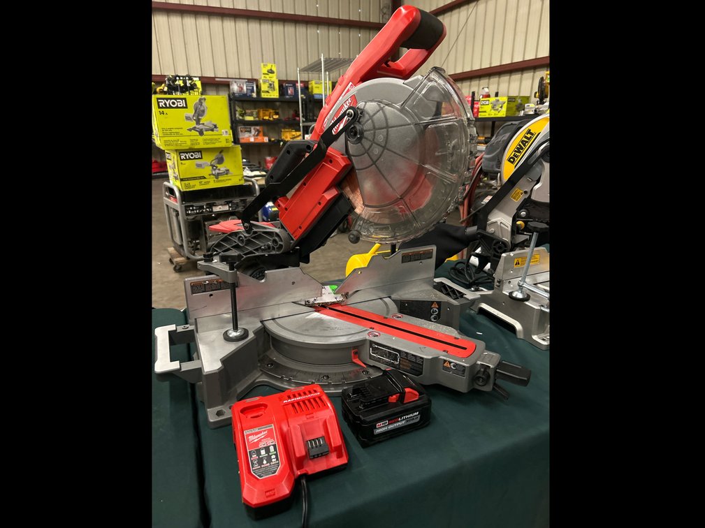 Milwaukee M18 Fuel 10in Double Bevel Sliding Miter Saw, includes Battery and Charger, inv #m07803