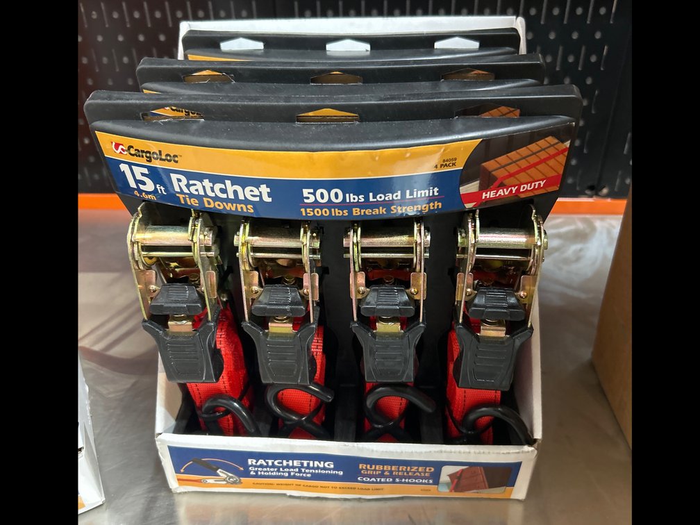 CargoLoc 15ft Ratchet Tie Downs 4 Packs, 3 Sets
