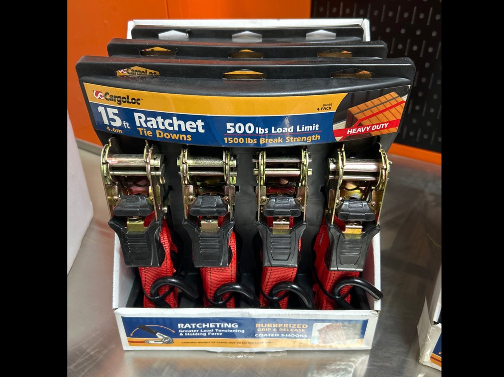 CargoLoc 15ft Ratchet Tie Downs 4 Packs, 3 Sets