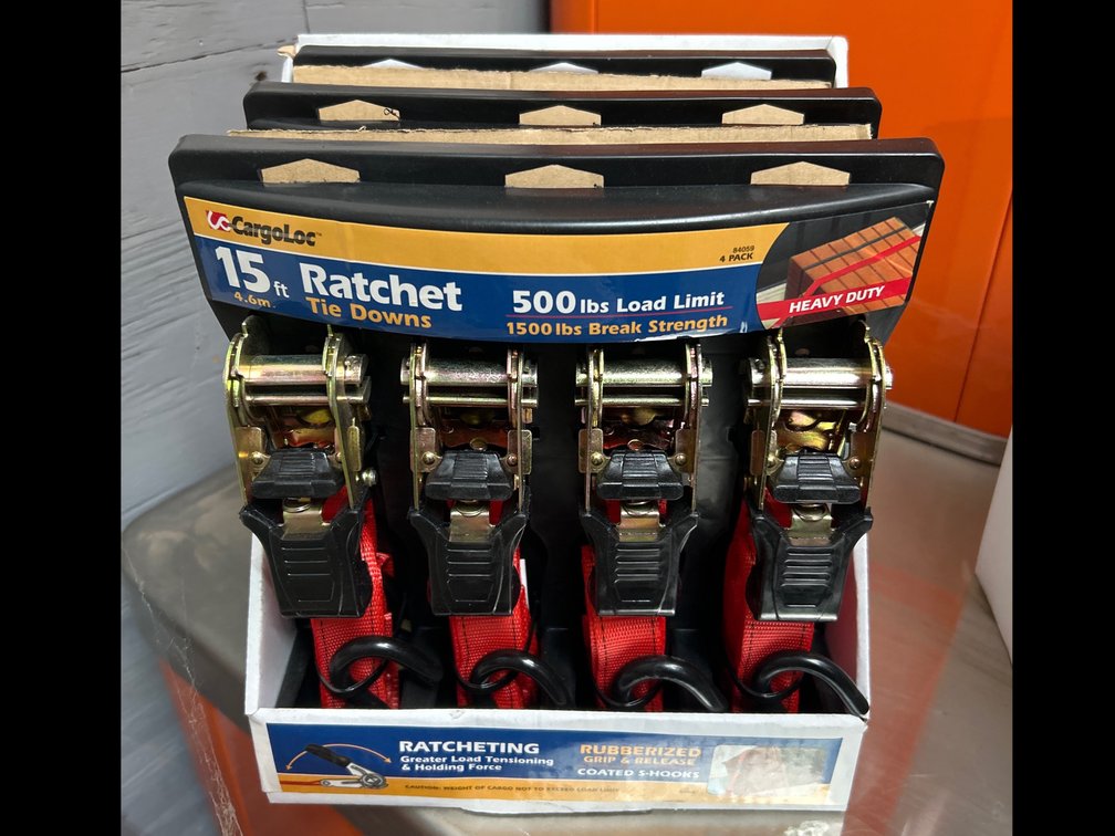 CargoLoc 15ft Ratchet Tie Downs 4 Packs, 3 Sets