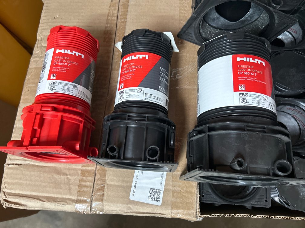 Hilti Firestop Cast In Sleeves, 2in and 3in, Contents of 4 Boxes