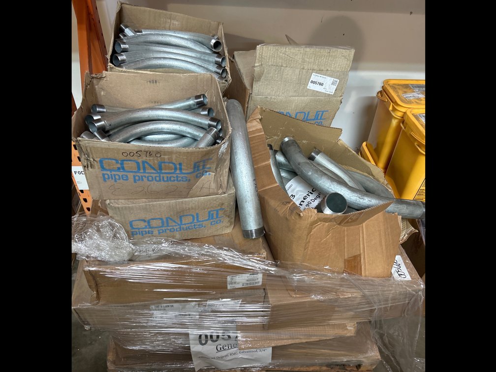 Assorted 90 Degree RMC Galvanized Conduit Elbows, Various Sizes, Contents of Pallet