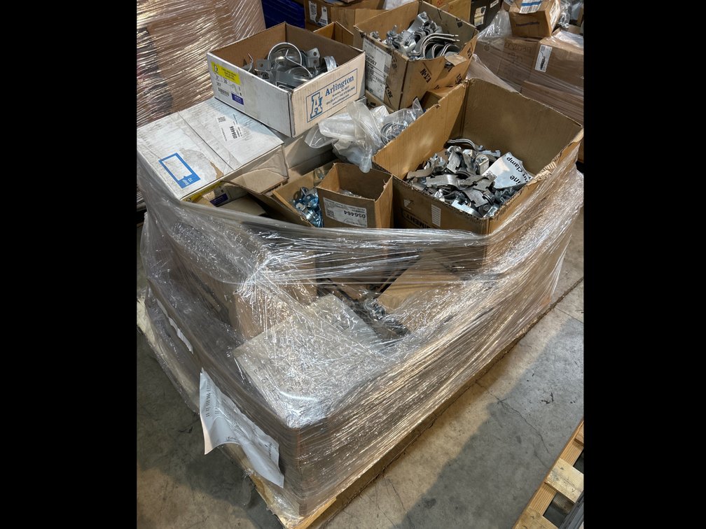 Assorted Conduit Hangers and Strut Clamps, Various Sizes, Contents of Pallet