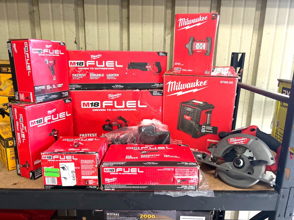 Assorted Milwaukee M18 Fuel Power Tools, includes Battery and Charger, inv #m9micw1921