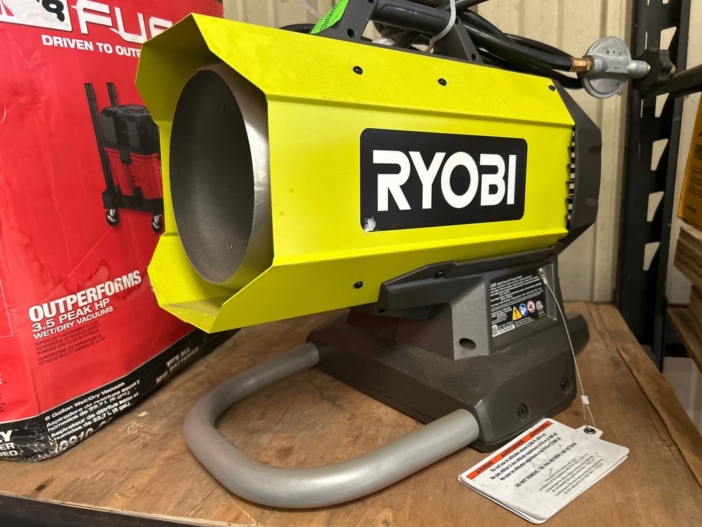 Ryobi 18V/Hybrid Forced Air Propane Heater, includes Battery and Charger, inv #ro225