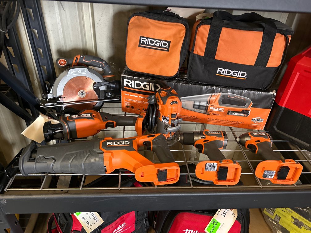 Ridgid 18V & Electric Power Tools, includes Battery and Charger, inv #xrib6tk904