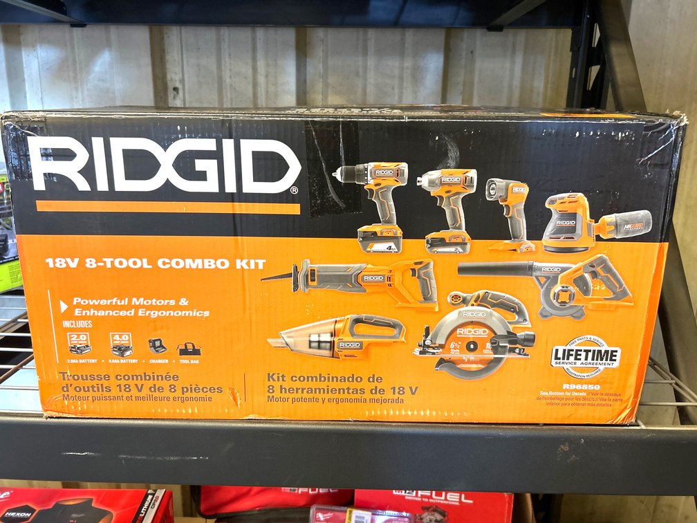 Ridgid 18V 8-Tool Combo Kit, includes Battery and Charger, inv #m110236