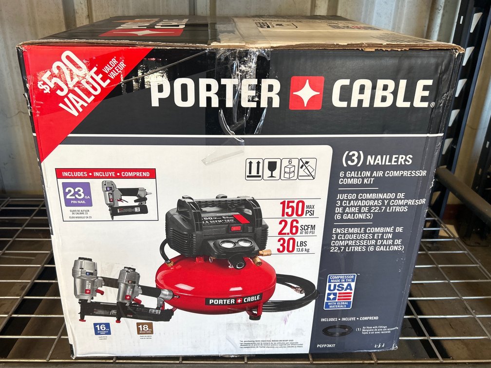 Porter Cable (3) Nailers and Compressor Kit, inv #m091117