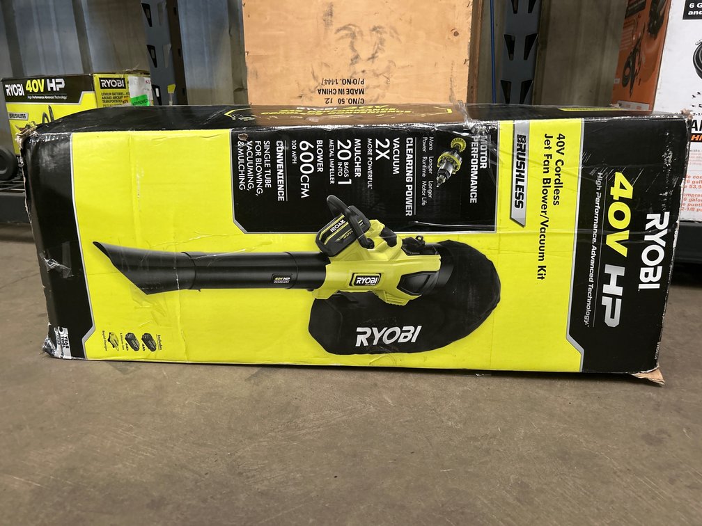 Ryobi 40V HP Jet Fan Blower Vac, includes Battery and Charger, inv #m121108