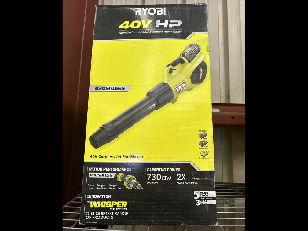 Ryobi 40V HP Jet Fan Blower, includes Battery and Charger, inv #m12338