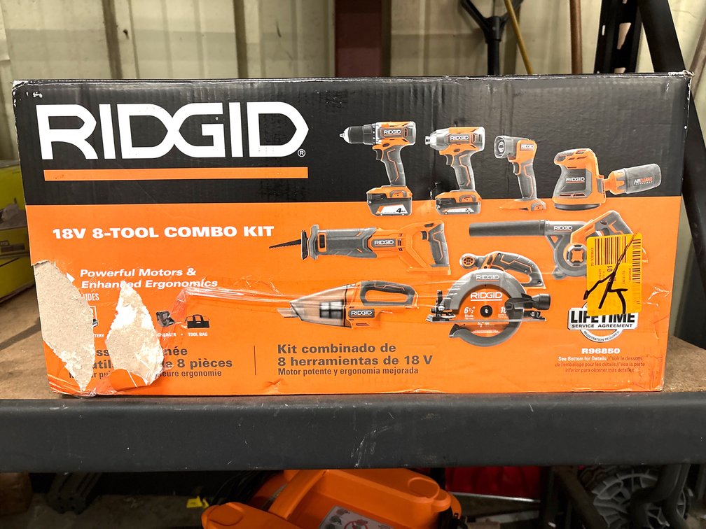 Rodgid 18V 8-Tool Combo Kit, includes Batteries and Charger, inv #m120649