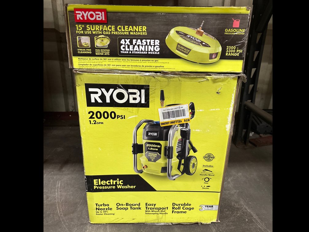 Ryobi 2000psi Electric Pressure Washer w/ Surface Cleaner Attachment, inv #c35127