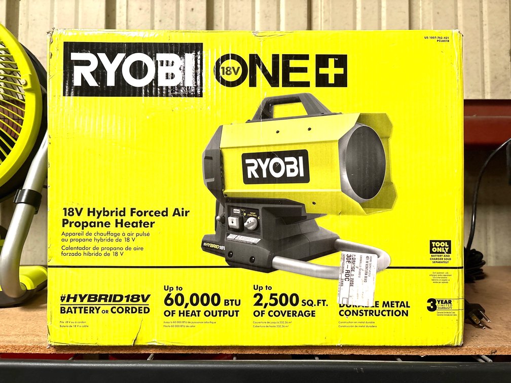 Ryobi 18V/Hybrid Forced Air Propane Heater, Tool Only, inv #m130756