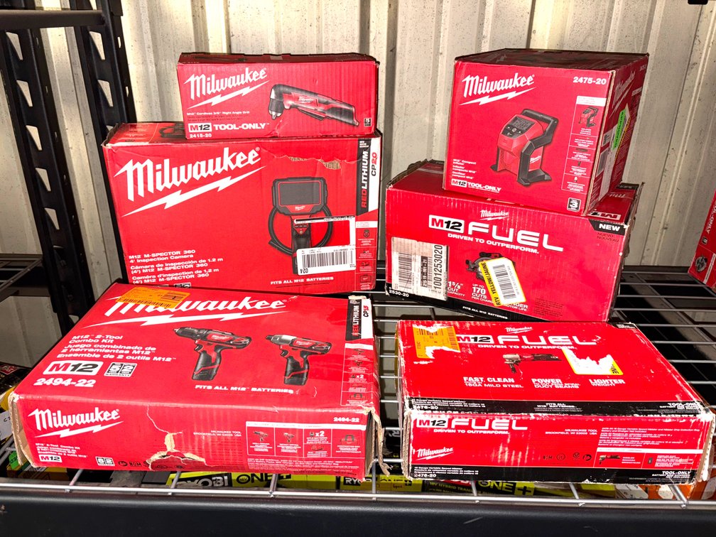 Milwaukee M12 Power Tools, 6pcs, includes Battery and Charger, inv #mi6994