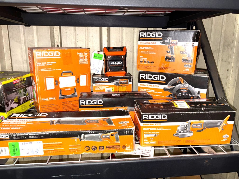 Ridgid 18V Power Tools, 8pcs, includes Battery and Charger, inv. #ri81232