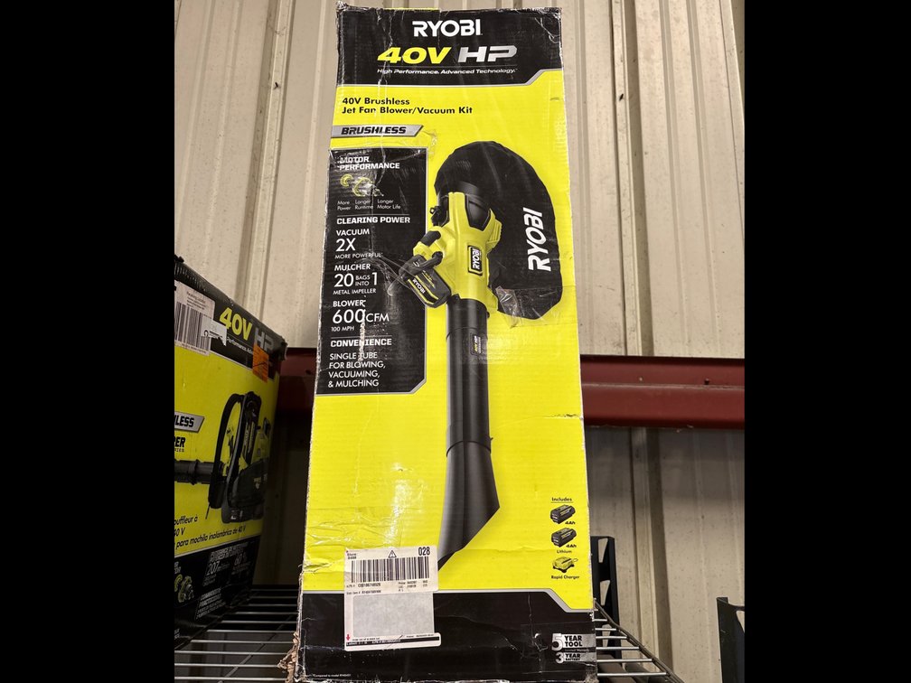 Ryobi 40V HP Jet Fan Blower/Vac, includes Batteries and Charger, m110789