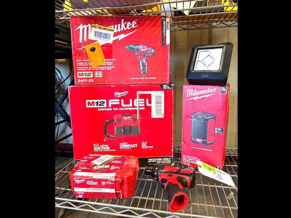 Milwaukee M12 Power Tools, 6pcs, includes Battery and Charger, inv mi126tk