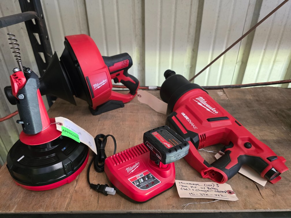 Milwaukee 12v Drain Snakes And Air Snake Includes Battery And Charger, inv #mi3tk7y2
