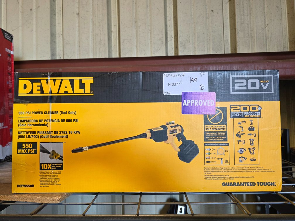 Dewalt 20v 550psi Power Cleaner TOOL ONLY, inv #N0377