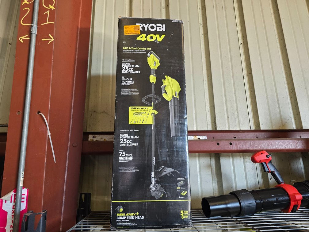 Ryobi 40v 2 Tool Combo String Trimmer And Blower Includes Battery And Charger, inv #00081