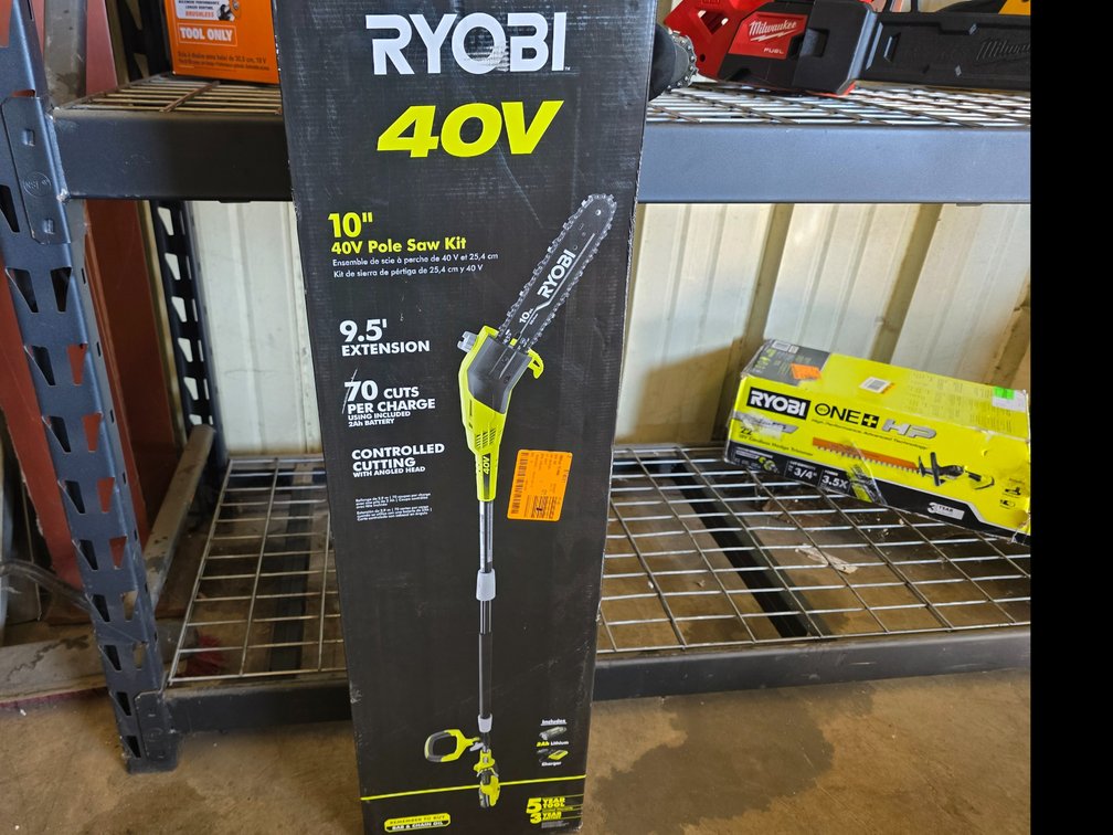 Ryobi 40v Cordless 10in Pole Saw Kit Includes Battery And Charger, inv #00087