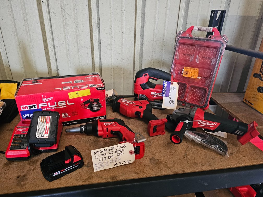 Milwaukee M18 5-Tool Combo Kit w/ (2) Batteries & Charger, inv#M151335