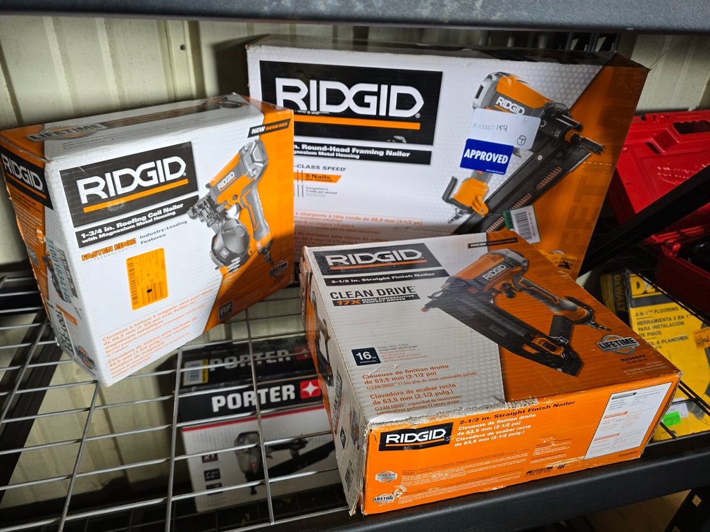 Ridgid Pneumatic 3pc Nailers, inv #r0331c